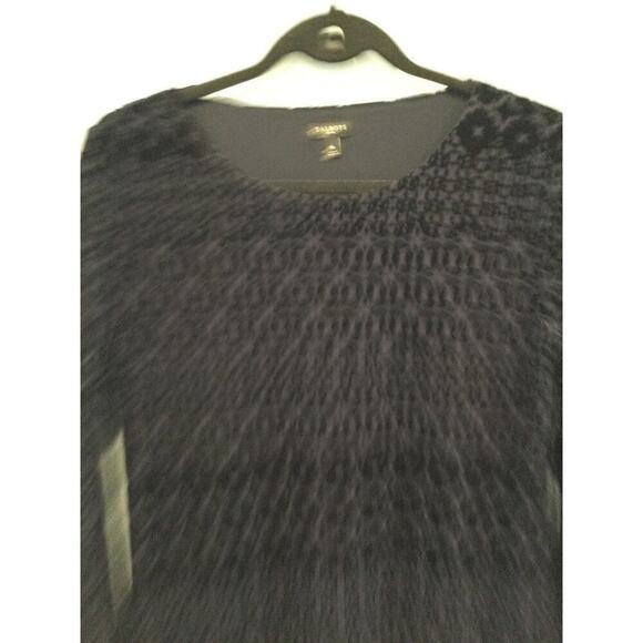 Talbots Velvet Burnout Shirt Womens MP M Petite Navy Blue Tie Sleeve Whimsigoth - Picture 7 of 9